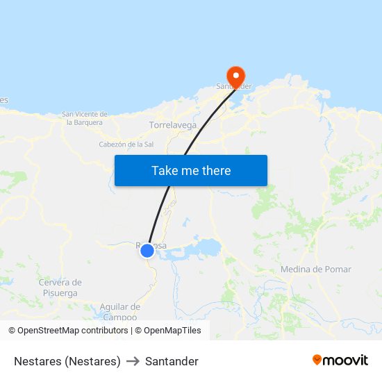 Nestares (Nestares) to Santander map