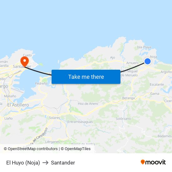 El Huyo (Noja) to Santander map