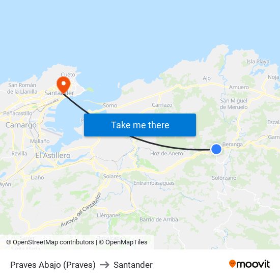 Praves Abajo (Praves) to Santander map