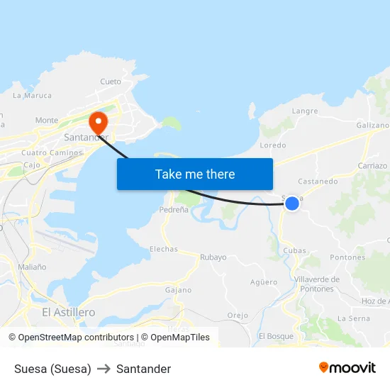 Suesa (Suesa) to Santander map