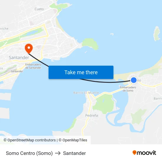 Somo Centro (Somo) to Santander map