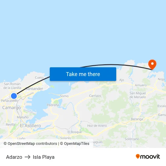 Adarzo to Isla Playa map