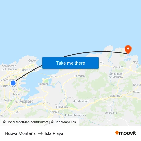 Nueva Montaña to Isla Playa map