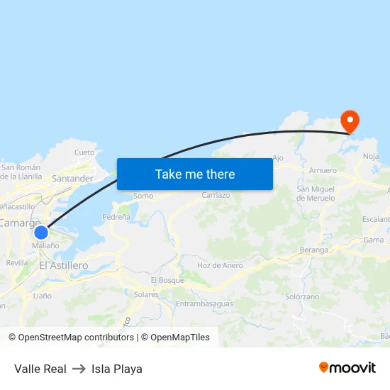 Valle Real to Isla Playa map