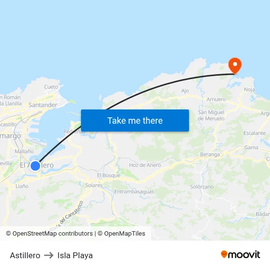 Astillero to Isla Playa map