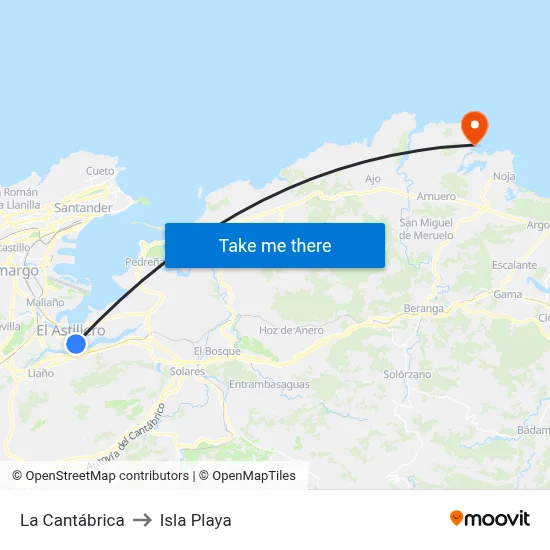 La Cantábrica to Isla Playa map