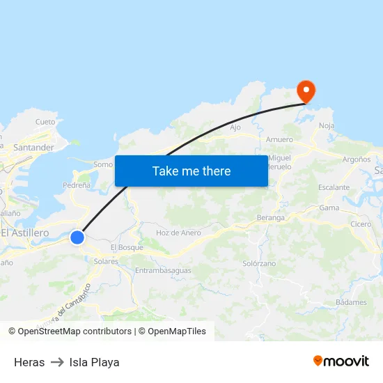 Heras to Isla Playa map