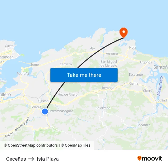 Ceceñas to Isla Playa map