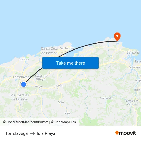 Torrelavega to Isla Playa map