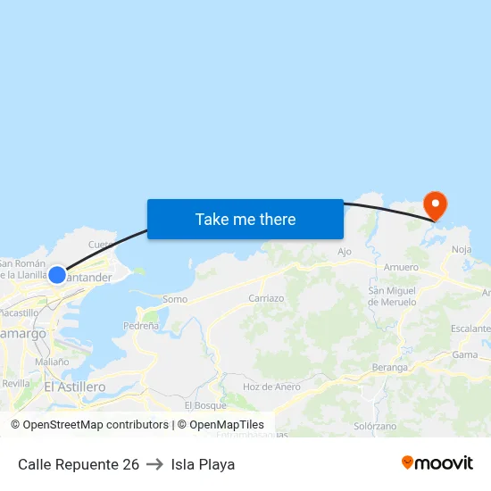 Calle Repuente 26 to Isla Playa map