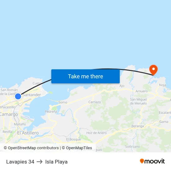 Lavapies 34 to Isla Playa map