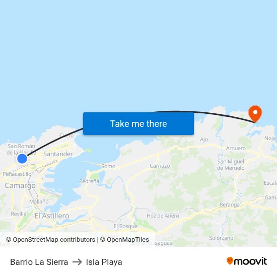 Barrio La Sierra to Isla Playa map