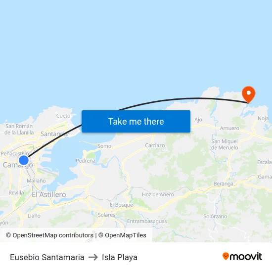Eusebio Santamaria to Isla Playa map