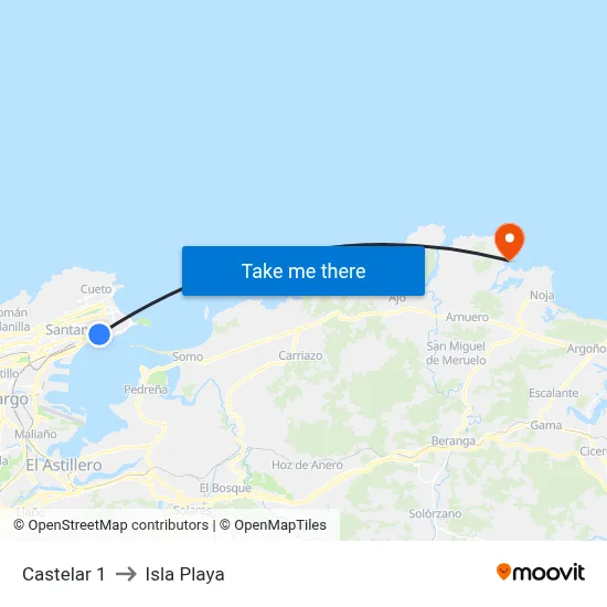 Castelar 1 to Isla Playa map