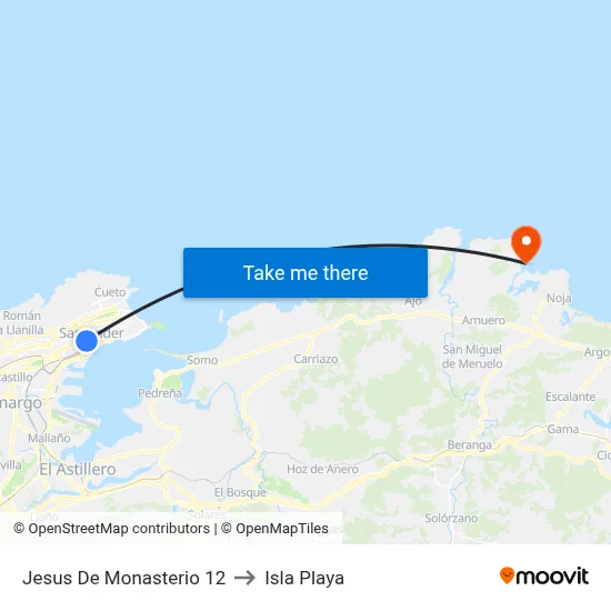 Jesus De Monasterio 12 to Isla Playa map