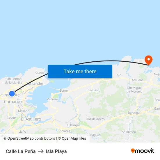 Calle La Peña to Isla Playa map