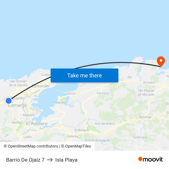 Barrio De Ojaiz 7 to Isla Playa map