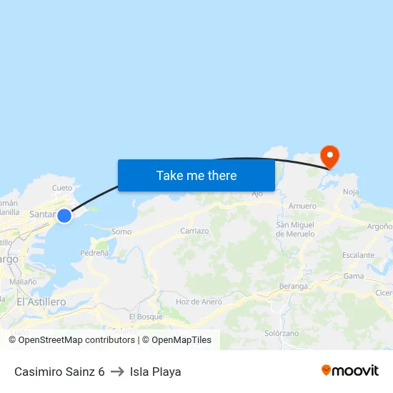 Casimiro Sainz 6 to Isla Playa map