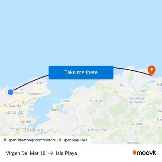 Virgen Del Mar 18 to Isla Playa map