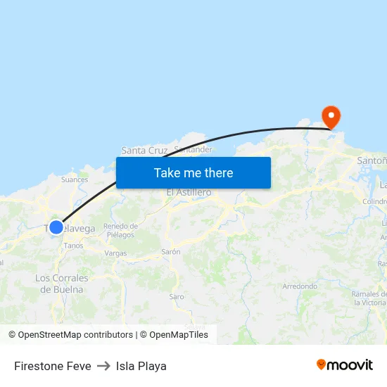 Firestone Feve to Isla Playa map