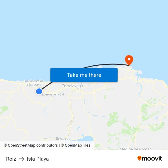 Roiz to Isla Playa map