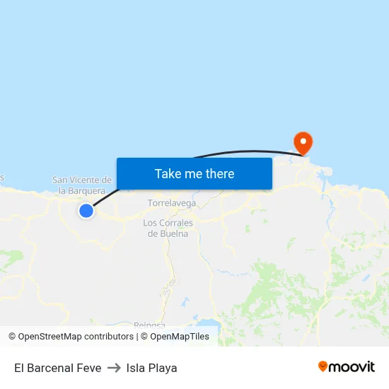El Barcenal Feve to Isla Playa map