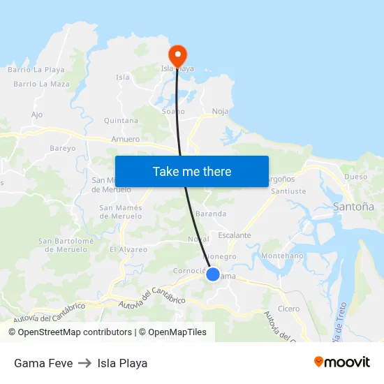 Gama Feve to Isla Playa map
