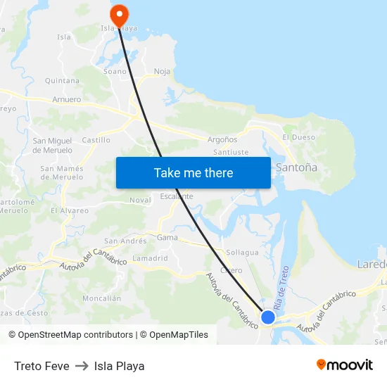 Treto Feve to Isla Playa map
