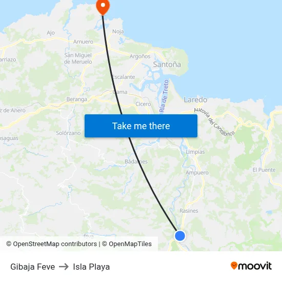 Gibaja Feve to Isla Playa map