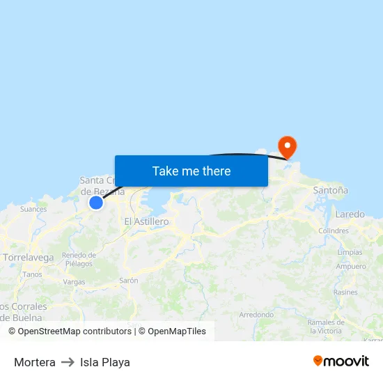 Mortera to Isla Playa map