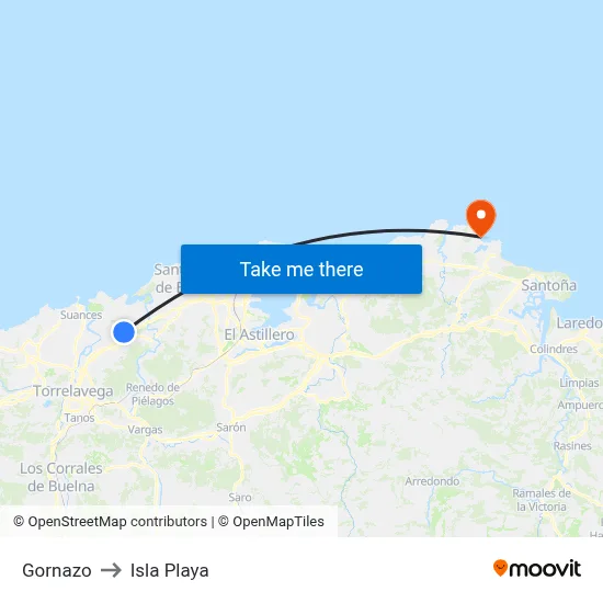 Gornazo to Isla Playa map