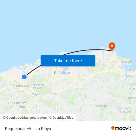 Requejada to Isla Playa map