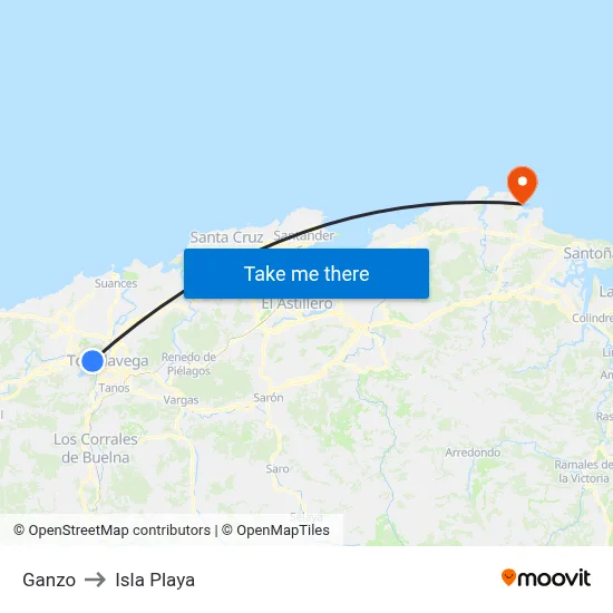 Ganzo to Isla Playa map