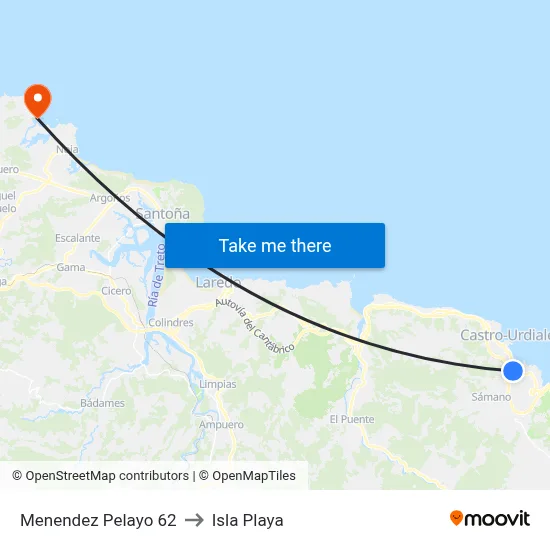 Menendez Pelayo 62 to Isla Playa map