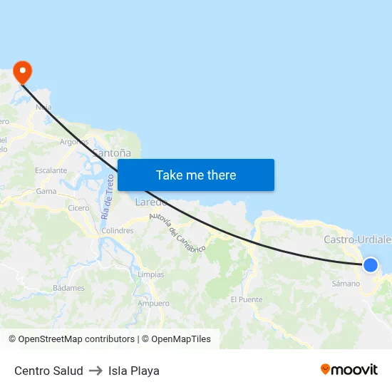 Centro Salud to Isla Playa map