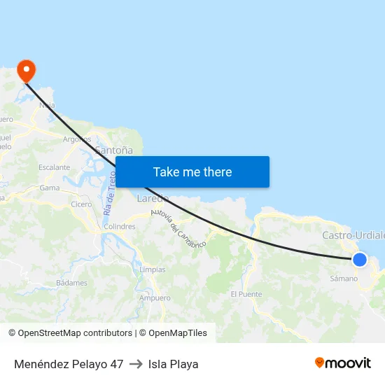 Menéndez Pelayo 47 to Isla Playa map