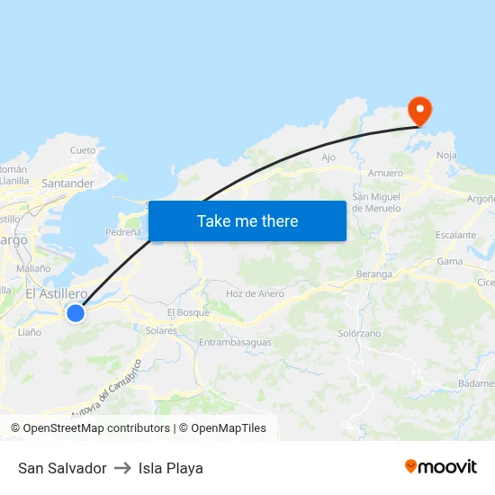 San Salvador to Isla Playa map