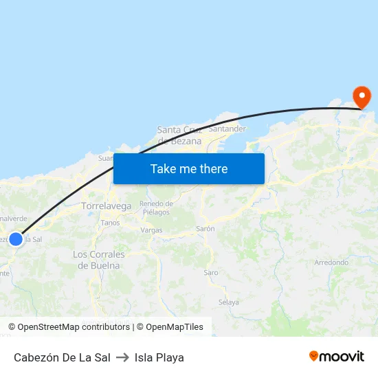 Cabezón De La Sal to Isla Playa map