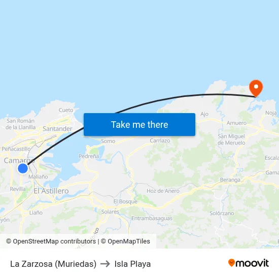 La Zarzosa (Muriedas) to Isla Playa map