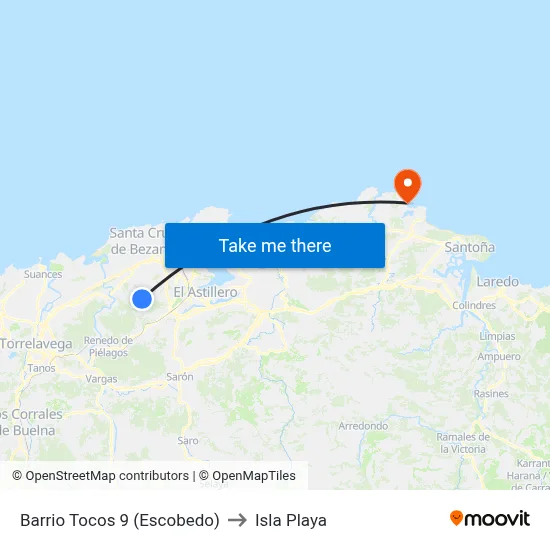 Barrio Tocos 9 (Escobedo) to Isla Playa map