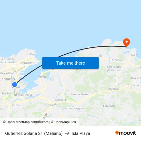 Gutierrez Solana 21 (Maliaño) to Isla Playa map