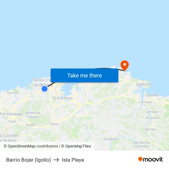 Barrio Bojar (Igollo) to Isla Playa map