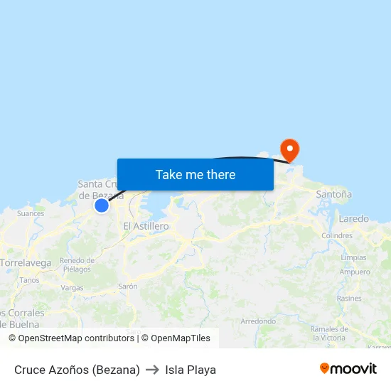 Cruce Azoños (Bezana) to Isla Playa map