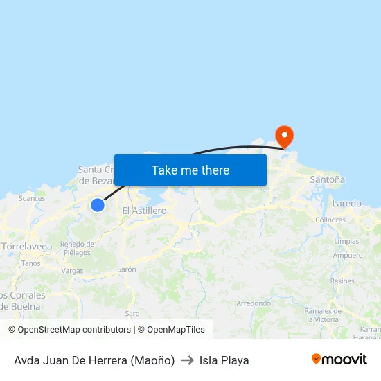 Avda Juan De Herrera (Maoño) to Isla Playa map