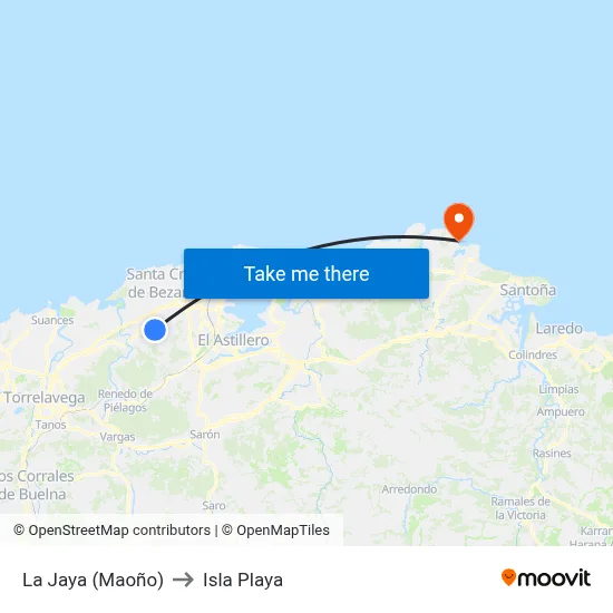 La Jaya (Maoño) to Isla Playa map
