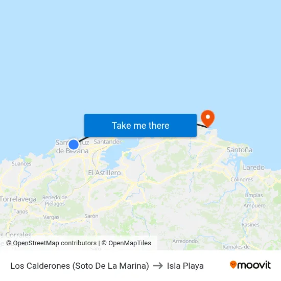 Los Calderones (Soto De La Marina) to Isla Playa map