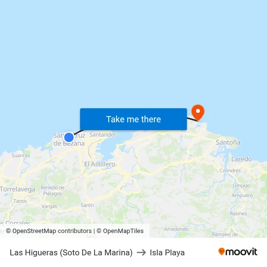 Las Higueras (Soto De La Marina) to Isla Playa map
