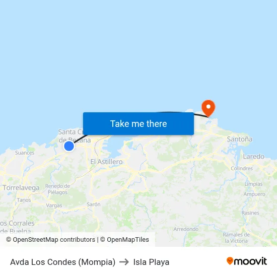 Avda Los Condes (Mompia) to Isla Playa map