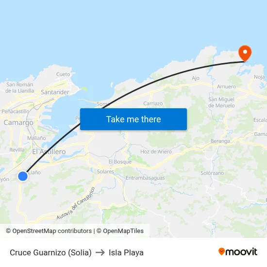Cruce Guarnizo (Solia) to Isla Playa map
