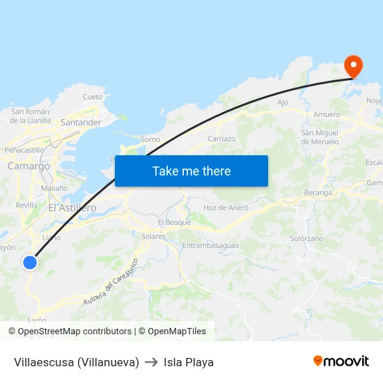 Villaescusa (Villanueva) to Isla Playa map